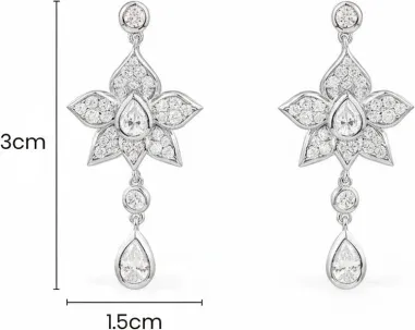 Boucles d'oreilles pendantes APM Monaco fleurs et gouttes argent 925 — vue 2