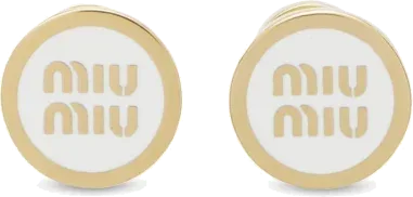 Boucles d'oreilles Miu Miu disque à logo embossé