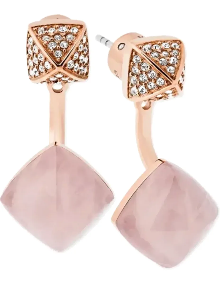 Boucles d'oreilles Michael Kors pavées et pierre rose