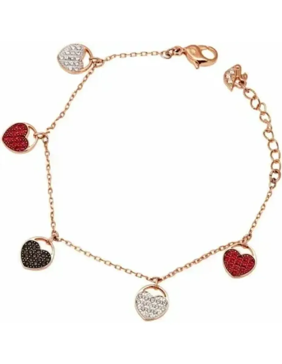 Bracelet Ginger Swarovski - Cœurs Or Rose et Cristaux