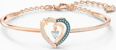 Bracelet jonc Starry Night Heart or rose et cristaux blancs