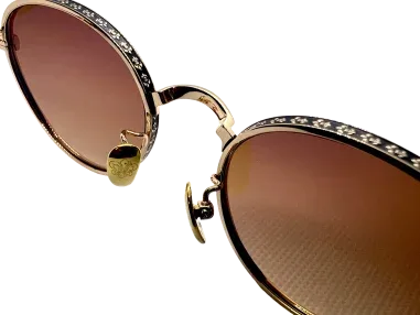 Lunettes Rondes Dorées Chrome Hearts - Verres Marron — vue 3