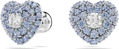 Boucles d'oreilles Swarovski Idyllia cœurs cristaux bleus et blancs — vue 2