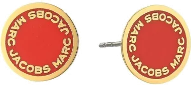 Boucles d'oreilles disque Marc Jacobs rouge et or