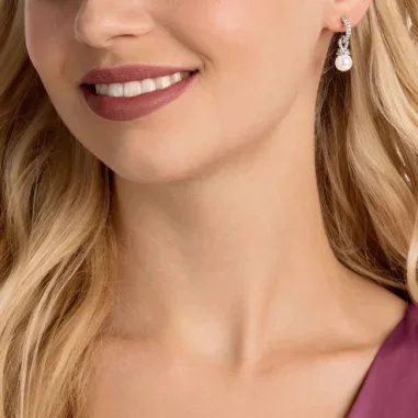Boucles d'oreilles Swarovski Originally - Cristaux et perles plaqué rhodium — vue 4