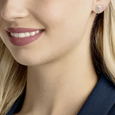 Boucles d'oreilles Swarovski One or rose et cristaux blancs — vue 2