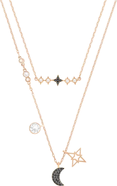 Collier Symbolica Double Parure Lune et Étoile - Or Rosé