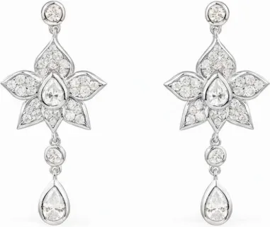 Boucles d'oreilles pendantes APM Monaco fleurs et gouttes argent 925