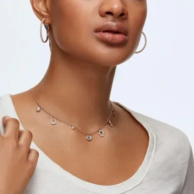 Collier Symbolic Swarovski - Breloques Cristal Doré Rosé — vue 3