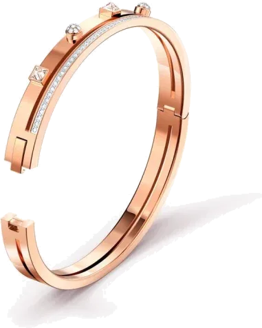 Bracelet Jonc Swarovski Plaqué Or Rose et Cristaux Blancs — vue 2