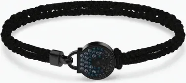 Bracelet Swarovski Dextera - Tissu noir et cristaux bleus