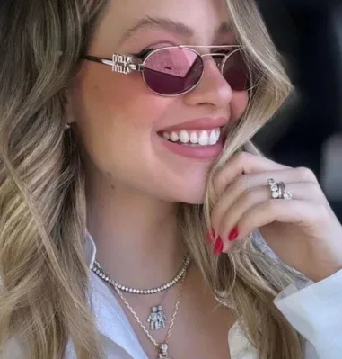 Lunettes de soleil Miu Miu monture métal verres roses — vue 4