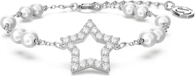 Bracelet Stella Swarovski - Perles Cristal Étoile Blanc Rhodié