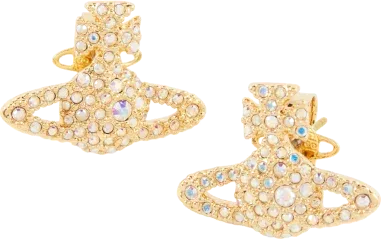 Boucles d'oreilles Vivienne Westwood bas relief pavées de cristaux