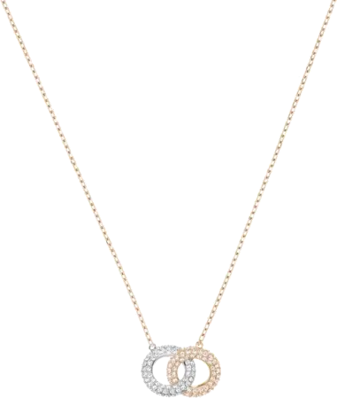 Collier Swarovski Stone Plaqué Or Rose et Cristaux Blancs