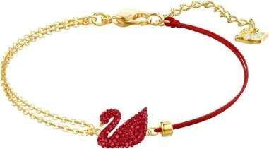Bracelet Iconic Swan Plaqué Or et Cristaux Rouges