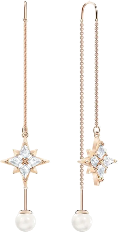 Boucles d'oreilles Symbolic Chain - Or rose, cristaux et perles — vue 2