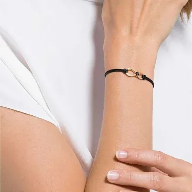 Bracelet Infinity Swarovski Plaqué Or Rose et Cordon Noir — vue 4