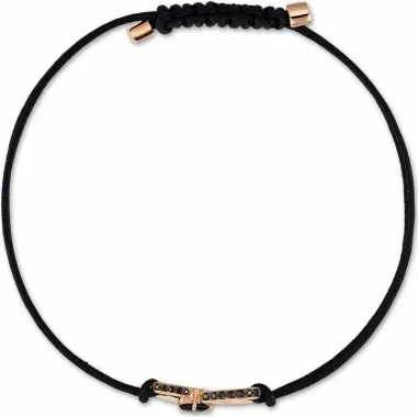 Bracelet Infinity Swarovski Plaqué Or Rose et Cordon Noir — vue 2