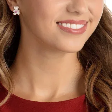 Boucles d'oreilles Teddy Swarovski plaqué or rose — vue 3