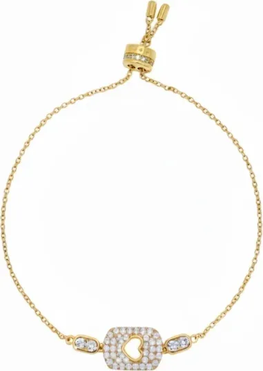 Bracelet APM Monaco Ajustable Médaille Cœur Plaqué Or