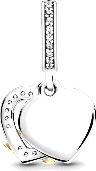 Charm Double Pendant Joyeux Anniversaire de Mariage Bicolore
