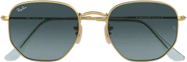 Lunettes de soleil hexagonales Ray-Ban Flat Lenses - Doré et dégradé bleu — vue 2