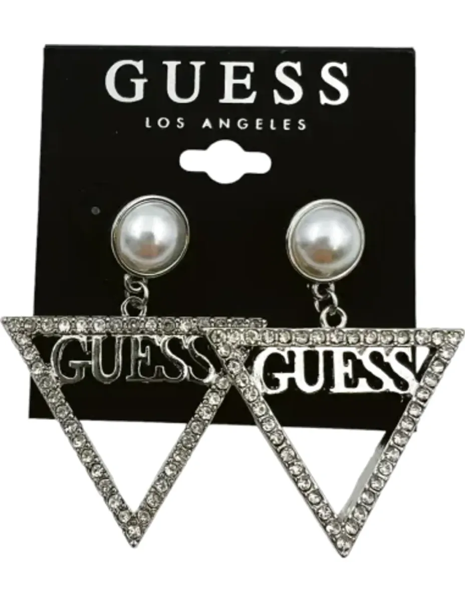 Boucles d'oreilles triangle Guess cristaux argentées