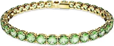 Bracelet Matrix Tennis Vert Doré - Swarovski