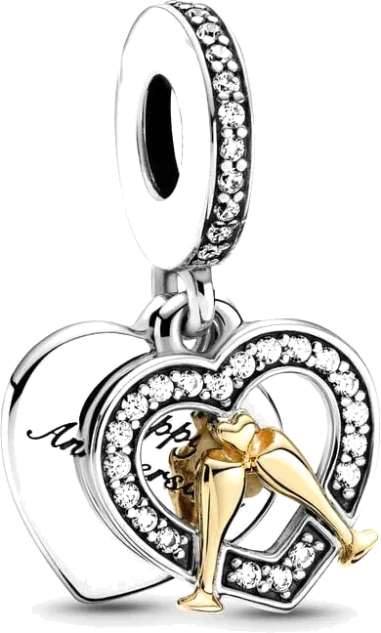 Charm Double Pendant Joyeux Anniversaire de Mariage Bicolore — vue 2